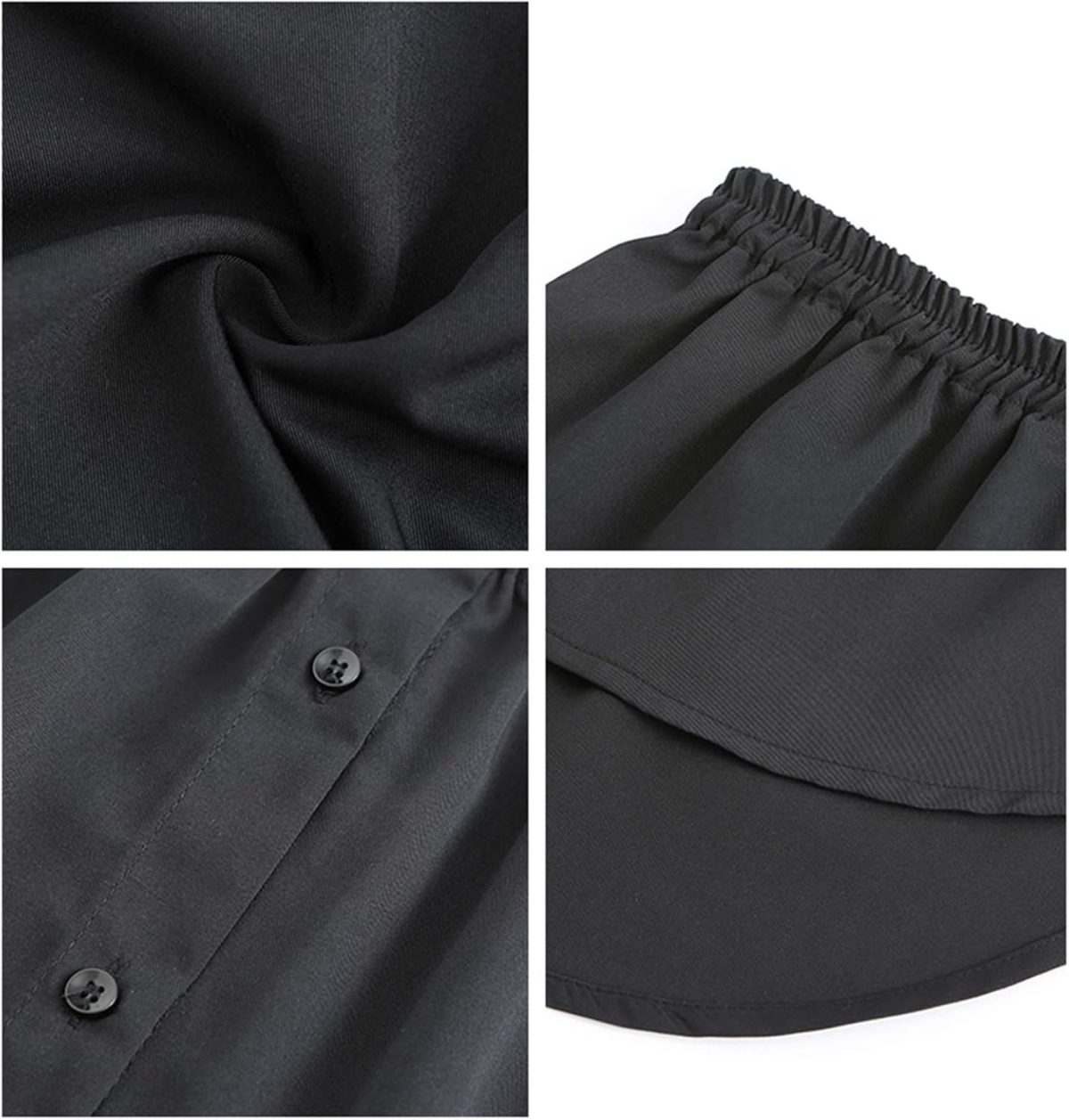 ⁦CCSU Adjustable Layering Fake Top Lower Sweep, Skirt Half-Length Splitting A Version, Women Ladies Fake False Shirt Tail Blouse Hem for Sweater Sweatshirt Jacket (White+Black,L)⁩ - الصورة ⁦4⁩