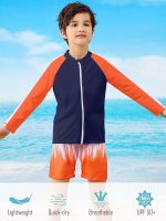 ⁦طقم سباحة للاولاد مكون من قطعتين بسحاب للحماية من الطفح الجلدي باكمام طويلة لعمر 4-12 سنة⁩ - الصورة ⁦2⁩
