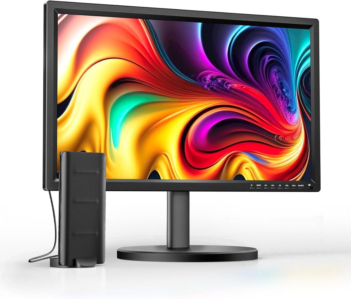 ديسوبري ترقيات جديدة 22 بوصة تلفزيون صغير 1080P، مدخلات HDMI USB ايه في، تلفزيون صغير مع هوائي وموالف DVB-T2 - تلفزيون صغير 12 فولت للمطبخ والمنزل والمنازل المتنقلة، يستخدم كشاشة كمبيوتر او شاشة