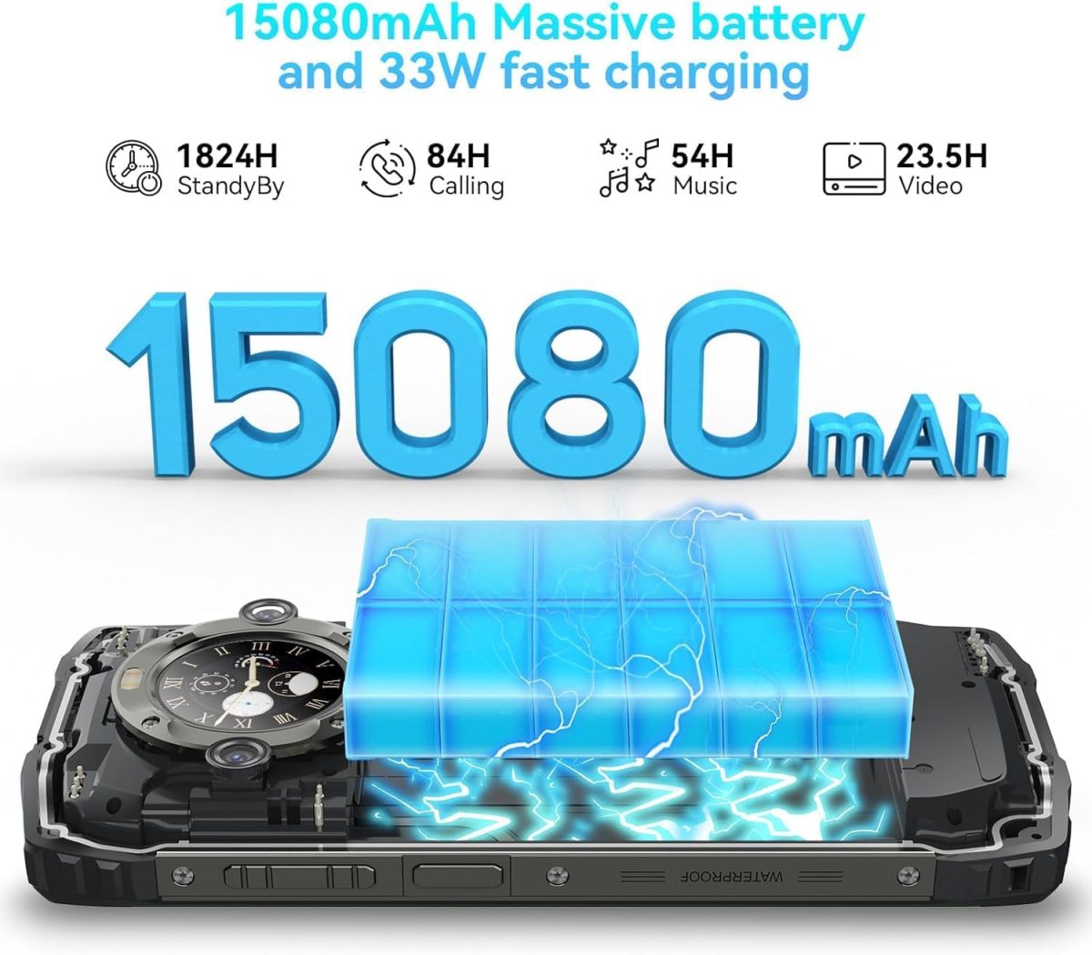 ⁦جوال BV9300 برو متين 16G+256GB 15080mAh شاشة 6.7 انش اندرويد 13 ميديا تيك هيليو G99 33 واط ان اف سي 4G (اخضر)⁩ - الصورة ⁦3⁩