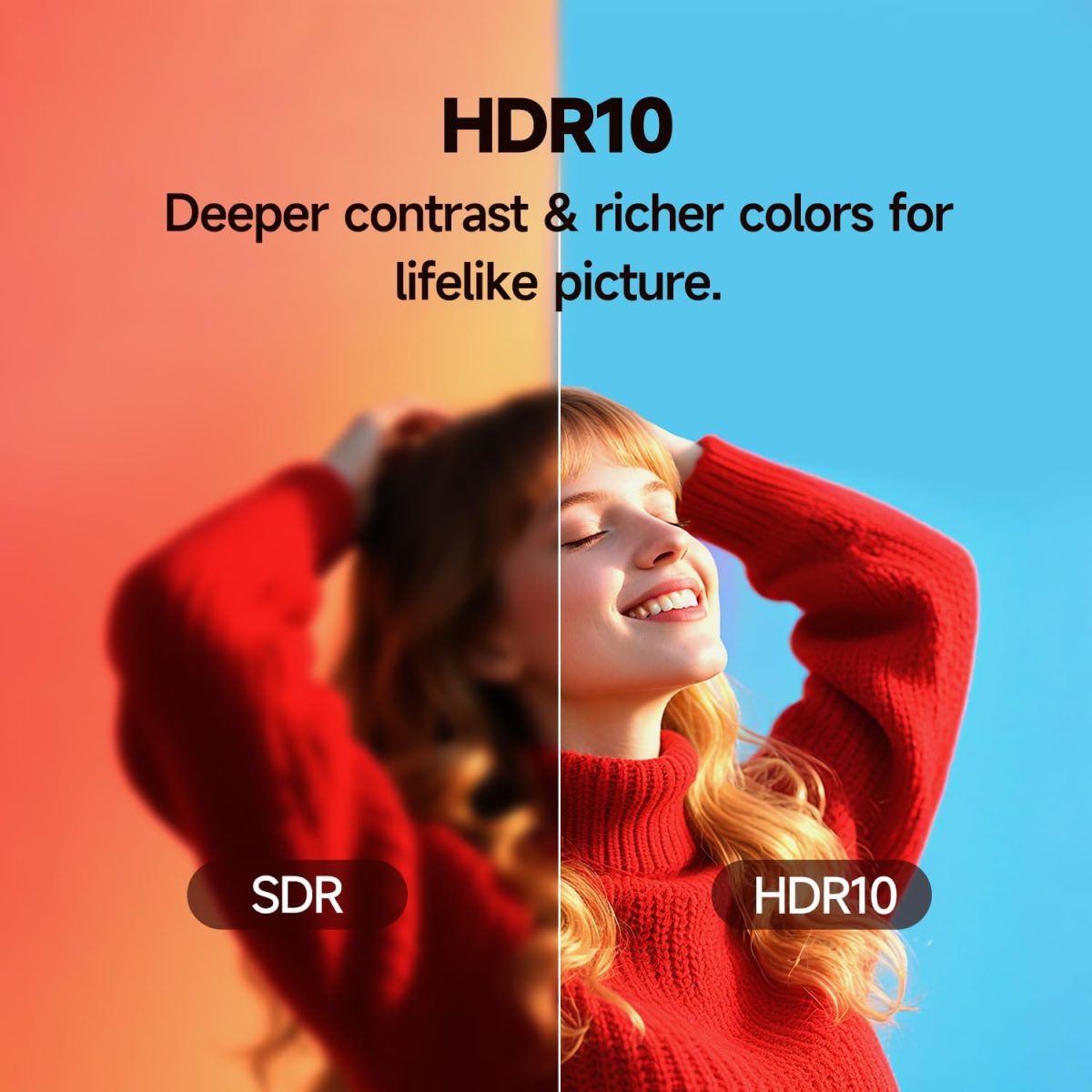⁦تلفزيون ذكي 43 بوصة من هوريون، تلفزيون 4K UHD LED مع ويب او اس 22، تلفزيون رفيع للغاية مع تباين كبير، HDR10، صوت دولبي، بث مباشر، بلوتوث، اتش دي ام اي، واي فاي (سلسلة بي 6D، 2025)⁩ - الصورة ⁦5⁩