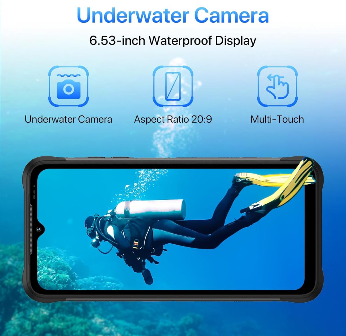⁦يوميدجي جوال بيسون X20 اندرويد 13 متين مقاوم للماء IP68/IP69K 6000mAh 12 (6+6) + 128GB/TF 1TB قابل للتوسيع وشاشة 6.55 انش NFC AGPS و4G ثنائي شرائح الاتصال⁩ - الصورة ⁦6⁩