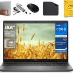 ديل لابتوب اعمال لاتيتيود 3550 - يتضمن حامل لابتوب ويف الاول + موزع 12 في 1 + ماوس + مضاد للفيروسات + قاعدة ماوس | الجيل 13 انتل i7-1355U وكاميرا ويب وويندوز 11 برو (مطور) (ذاكرة RAM 16GB | 1TB SSD)