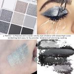 ⁦evpct 9 Colors Silver Gray Glitter Eyeshadow Palette, Black Smokey Grey and Silver White Sparkle Glitter Shimmer Shiny Eye Shadow Palette Makeup kit for older Women, High Pigment Waterproof eyeshadow⁩ - الصورة ⁦3⁩