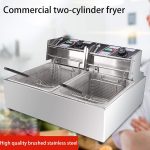 ⁦مقلاة عميقة كهربائية تجارية 5000 واط سعة 12 لتر بخزان مزدوج، سلة مزدوجة لسطح الطاولة للاستخدام المنزلي والتجاري، سهلة التنظيف⁩ - الصورة ⁦6⁩