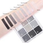 ⁦evpct 9 Colors Silver Gray Glitter Eyeshadow Palette, Black Smokey Grey and Silver White Sparkle Glitter Shimmer Shiny Eye Shadow Palette Makeup kit for older Women, High Pigment Waterproof eyeshadow⁩ - الصورة ⁦5⁩