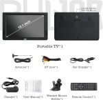 ⁦تلفزيون صغير محمول 10 بوصة من ريووب، بطارية مع ATSC/USB/بطاقة SD/HDMI/VGA/AV، شاشة LCD 1080P مع جهاز تحكم عن بعد وحامل للتخييم والسيارة والمطبخ والسفر والطوارئ⁩ - الصورة ⁦9⁩