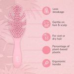 ⁦ويت براش فرشاة فك تشابك الشعر من جو جرين، بينك - فرشاة لفك تشابك الشعر - شعيرات انتيلي فليكس فائقة النعومة تنزلق عبر التشابك وتفك العقد بلطف مع تقليل الالم وتقصف الأطراف والتقصف⁩ - الصورة ⁦4⁩