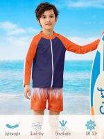 ⁦طقم سباحة للاولاد مكون من قطعتين بسحاب للحماية من الطفح الجلدي باكمام طويلة لعمر 4-12 سنة⁩ - الصورة ⁦4⁩