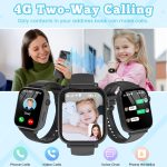 ⁦4G Children's Smartwatch, Children's Smartwatch with GPS and Phone, Video Calls, Voice Chat, SOS, School Mode, Alarm Clock, Games, Pedometer, Smart Watch Boys Girls 5 to 16 Years Gift, Black⁩ - الصورة ⁦3⁩