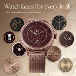 ⁦تايتن ساعة ذكية للنساء من فاليري 1.2 انش اموليد دائرية SS هيكل شبكي + سوار سيليكون لمراقبة درجة حرارة البشرة مع مستشعر اتصال بلوتوث (ذهبي وردي)⁩ - الصورة ⁦7⁩