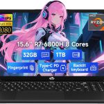 نيمو لابتوب العاب IPS FHD 15.6 انش ثماني النواة AMD رايزن 7 6800H 32GB DDR5 RAM 1TB SSD (افضل من i7-12700H حتى 4.7GHz) AMD راديون 680M وحدة معالجة الرسومات الجرافيكية مع كيبورد باضاءة خلفية 100 واط