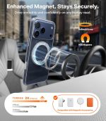 ⁦توراس حامل قابل للدوران 360 درجة لموبايل ايفون 17 برو ماكس، متوافق مع ماج سيف، حماية من الدرجة العسكرية، قبضة مريحة رفيعة، تحكم في الكاميرا، اوستاند O3 فيتنس 6.9 انش، شفاف⁩ - الصورة ⁦3⁩