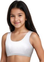 ⁦ديشيكا حمالة صدر رياضية للبنات، حمالة صدر قطنية غير مبطنة للمبتدئين، حمالات صدر للمراهقين بدون اسلاك لصالة الالعاب الرياضية والتمرين واليوغا سهلة الارتداء مزدوجة الطبقات بتغطية كاملة - عبوة من 4 قطع⁩ - الصورة ⁦3⁩