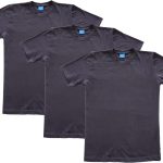 تيشيرت بيسيك برقبة دائرية ضيقة للرجال من 3 قطع - قطن مريح، مقاس مريح، اسود، اكمام قصيرة