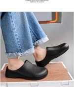 ⁦حذاء شيف للرجال غير قابل للانزلاق ومقاوم للزيت، حذاء عمل للسيدات، حذاء سلامة مسطح كاجوال للرجال، حذاء مطبخ مريح وجيد التهوية للشيف والنساء، مقاس كبير⁩ - الصورة ⁦5⁩