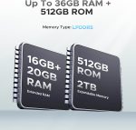 ⁦جوال بليد جي تي الترا 2025 متين 5G، تاثير اضاءة LED، 36GB+512GB LPDDR5، ديمنستي D7300، 120Hz 6.75 انش، كاميرا ذكاء اصطناعي 100MP 10.5 ملم رفيعة للغاية اندرويد 14 NFC WIFI 6⁩ - الصورة ⁦2⁩