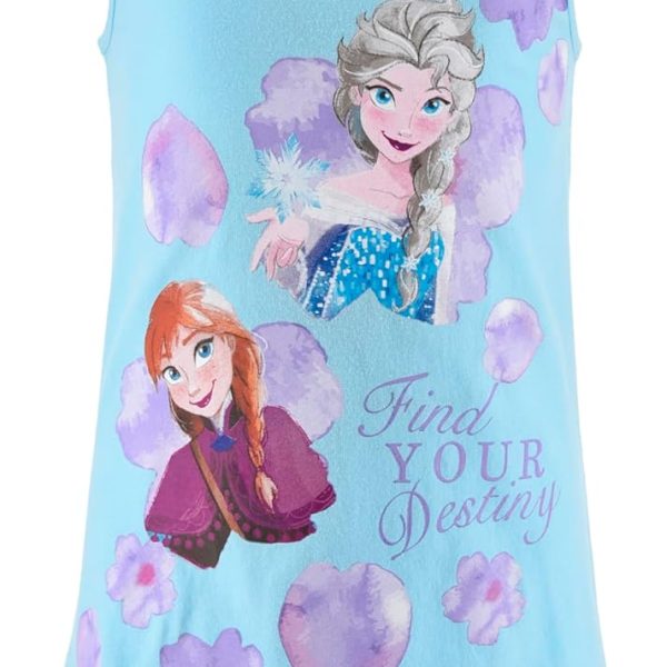 Disney Frozen Girls' Short Sleeve Dress Made of Soft Cotton with Elsa and Anna Motif, Sizes 4 to 8 Years