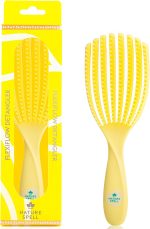 ناتشور سبيل فرشاة فك تشابك الشعر من فليكسي فلو | تفك تشابك جميع انواع الشعر | للشعر الرطب والجاف | خيوط مرنة لتنظيف وتنظيف بدون الم | تزيل العقد وتقلل من التقصف | (اصفر)