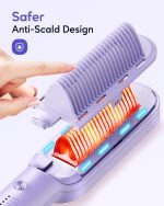 ⁦فرشاة فرد الشعر من ويفي توك، فرشاة فرد الشعر الايونية الأنيقة مع 6 درجات حرارة قابلة للتعديل، مشط تمليس سيراميك مضاد للحروق سريع التسخين للمنزل والصالون، جهد مزدوج، لون ارجواني⁩ - الصورة ⁦4⁩