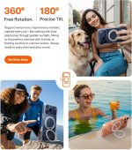 ⁦توراس حامل قابل للدوران 360 درجة لموبايل ايفون 17 برو ماكس، متوافق مع ماج سيف، حماية من الدرجة العسكرية، قبضة مريحة رفيعة، تحكم في الكاميرا، اوستاند O3 فيتنس 6.9 انش، شفاف⁩ - الصورة ⁦9⁩