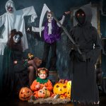 ⁦زي جريم ريبر للاطفال من بينكي للهالوين - ازياء هالوين الموت للاطفال، ملابس هالوين مخيفة مع قفازات جريم ريبر ومنجل الموت للاولاد والبنات لحفلات الهالوين التنكرية والكرنفال⁩ - الصورة ⁦3⁩