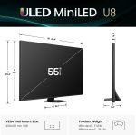 ⁦هايسينس تلفزيون ذكي 55 بوصة فئة U8 صغير LED ULED 4K UHD جوجل (55U8QG، موديل 2025) - QLED، اصلي 165Hz، VRR 288، حتى LD5600، 5000 وحدة مضيئة في البكسل، HDR10+، دولبي فيجن اي كيو اتموس، اي ماكس محسن، صوت⁩ - الصورة ⁦4⁩