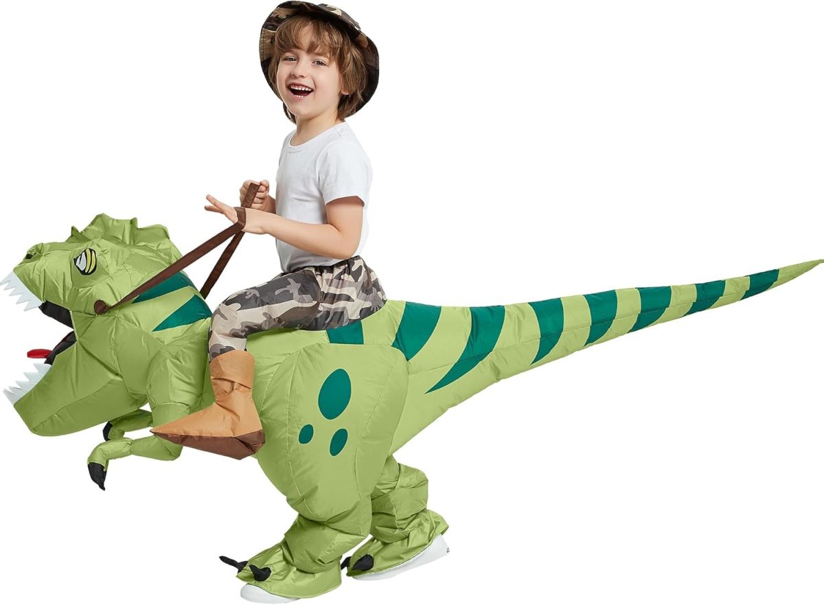 ⁦One Casa Inflatable Dinosaur Costume Riding T Rex Air Blow up Funny Fancy Dress Party Halloween Costume for Kids⁩ - الصورة ⁦5⁩