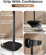 ⁦كوبر حامل هاتف محمول قابل للتعديل للمكتب، حامل موبايل للمكتب، حامل موبايل لموبايل ابل ايفون، يناسب هواتف سامسونج الذكية التي تعمل بنظام اندرويد - اسود ليلي⁩ - الصورة ⁦4⁩