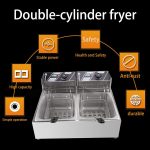 ⁦مقلاة عميقة كهربائية تجارية 5000 واط سعة 12 لتر بخزان مزدوج، سلة مزدوجة لسطح الطاولة للاستخدام المنزلي والتجاري، سهلة التنظيف⁩ - الصورة ⁦3⁩