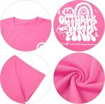 ⁦فاشل تي شيرت نسائي مطبوع عليه عبارة I Wear Pink for My Mom للتوعية بسرطان الثدي بشريط وردي، تي شيرت مطبوع عليه عبارة «Cancer Fighter »⁩ - الصورة ⁦6⁩