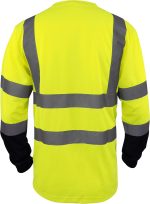 ⁦ال اند ام تي شيرت Hi Vis Class 3 عاكس للضوء السلامة باللون البرتقالي الليموني قصير الأكمام عالي الوضوح، الجزء السفلي أسود⁩ - الصورة ⁦2⁩