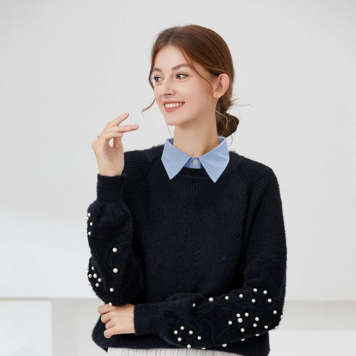 ⁦XEPST 2 Pieces Fake Collar White Detachable Collar for Women⁩ - الصورة ⁦2⁩