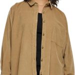 اوربان كلاسيكس قميص قطيفة مضلع كبير الحجم للنساء