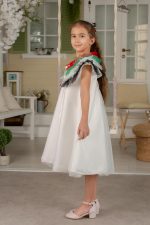 ⁦فستان بتصميم علم الامارات العربية المتحدة والعيد للبنات، فستان تول مع ريش ملون⁩ - الصورة ⁦3⁩