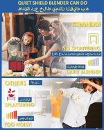 ⁦كريندي خلاط تجاري عازل للصوت، 2200 واط و2.2 لتر، خلاط احترافي عالي السرعة لصنع السموذي وسحق الثلج ونبض مدمج وتحكم بـ 15 سرعة، 220 فولت K90 احمر⁩ - الصورة ⁦2⁩