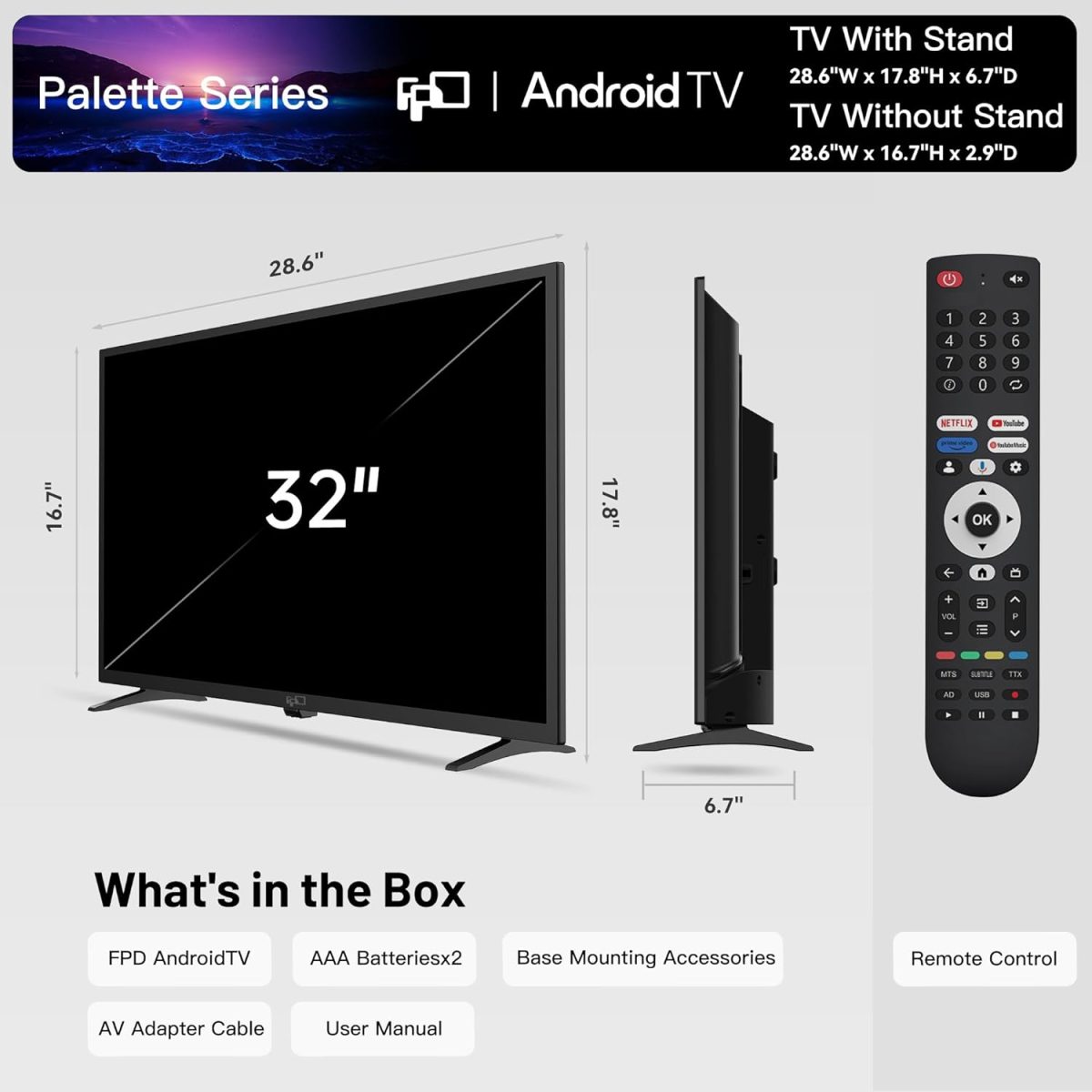 ⁦تلفزيون ذكي بشاشة مسطحة HD 720p مقاس 32 بوصة من اف بي دي مع جوجل بلاي، تلفزيون LED صغير لغرفة المعيشة، جوجل كاست مدمج، بث مباشر اندرويد مع واي فاي، بلوتوث (موديل 2025)⁩ - الصورة ⁦4⁩