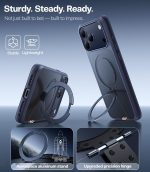 ⁦توراس جراب مغناطيسي من اوستاند لموبايل ايفون 17 برو ماكس، متوافق مع ماج سيف، درجة عسكرية مضادة للصدمات، مسند ثابت مرن وحامل حلقي، جراب نحيف شفاف 17 برو ماكس 6.9 انش، ازرق داكن⁩ - الصورة ⁦3⁩