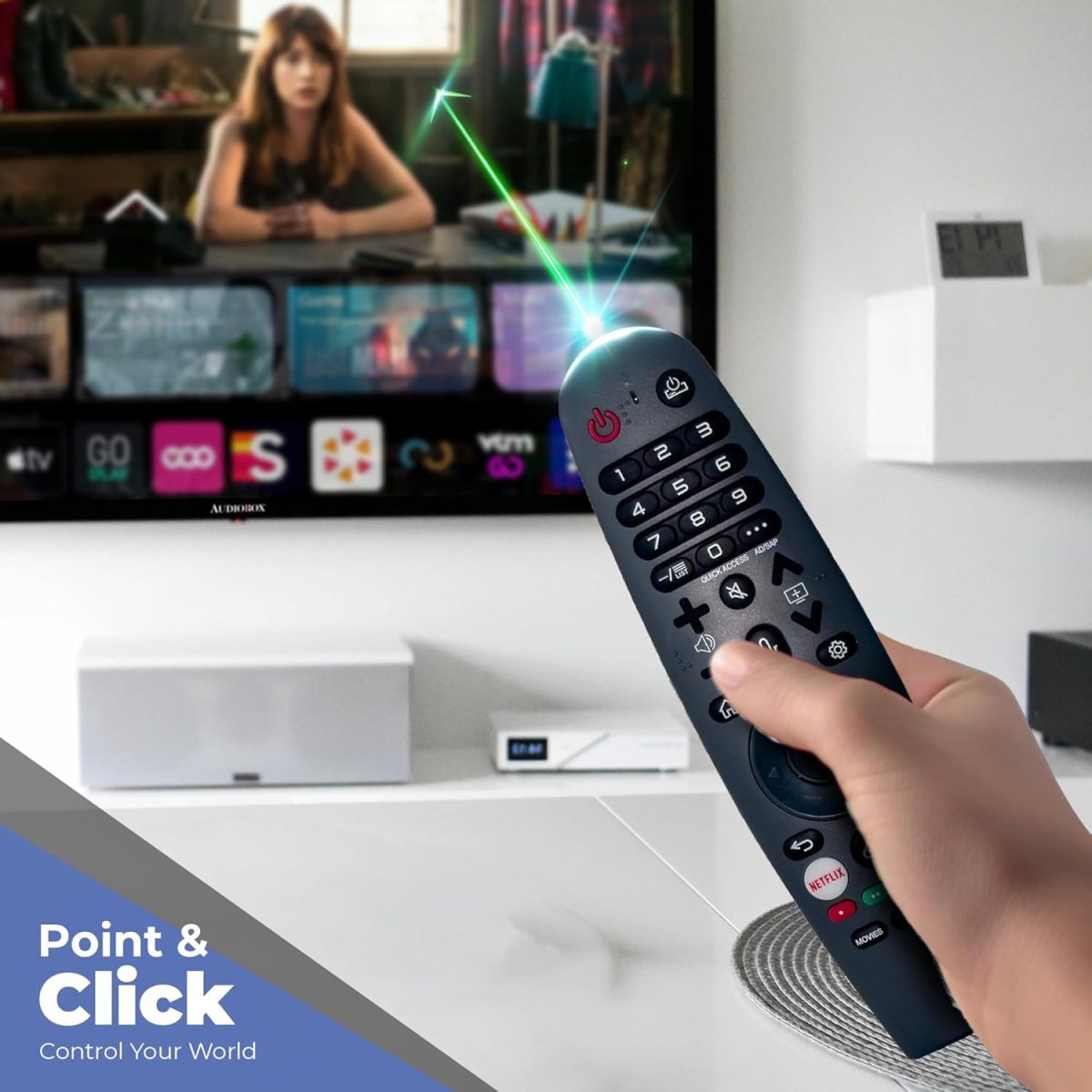 ⁦اوديو بوكس تلفزيون ذكي 32 بوصة مع مشغل دي في دي مدمج، جهاز تحكم عن بعد بلوتوث، LED HD، متوافق مع تيار متردد/تيار مستمر 12 فولت - مثالي لسيارات ار في والافلام والالعاب والسفر والترفيه المنزلي، منافذ⁩ - الصورة ⁦2⁩
