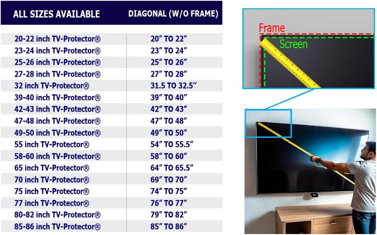 ⁦واقي شاشة تلفزيون 63-65 بوصة للتلفزيون LCD وLED وOLED وQLED 4K HDTV⁩ - الصورة ⁦6⁩