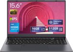 لابتوب يوامو 15.6 انش ويندوز 11، 16GB RAM، 512GB SSD، شاشة FHD IPS، انتل N5095 رباعي النواة، واي فاي 2.4/5G، بلوتوث 4.2 باضاءة خلفية وبصمة، خفيف الوزن ومحمول