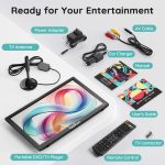 ⁦بويفون تلفزيون محمول 15.6 انش مع هوائي، مشغل دي في دي مدمج، بطارية 5000mAh، يدعم مدخل HDMI/USB/TF/AV وتنسيقات اقراص متعددة، مجموعة دي في دي صغيرة للتخييم والفناء والمطبخ ار في، اسود⁩ - الصورة ⁦9⁩