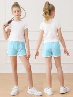 ⁦4 عبوات من شورتات كرة القدم للبنات، شورتات رياضية سريعة الجفاف للتمارين الرياضية للاطفال بتصميم دولفين⁩ - الصورة ⁦6⁩