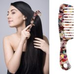 مشط كبير باسنان عريضة للنساء من اواسيسجالور، للشعر المجعد لسهولة فك تشابك الشعر الرطب او الجاف