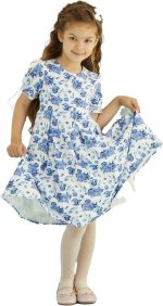 ⁦فستان للبنات من حياتي، لون ازرق، مناسب لعمر 3-4 سنوات⁩ - الصورة ⁦3⁩