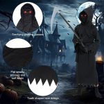 ⁦زي جريم ريبر للاطفال من بينكي للهالوين - ازياء هالوين الموت للاطفال، ملابس هالوين مخيفة مع قفازات جريم ريبر ومنجل الموت للاولاد والبنات لحفلات الهالوين التنكرية والكرنفال⁩ - الصورة ⁦7⁩