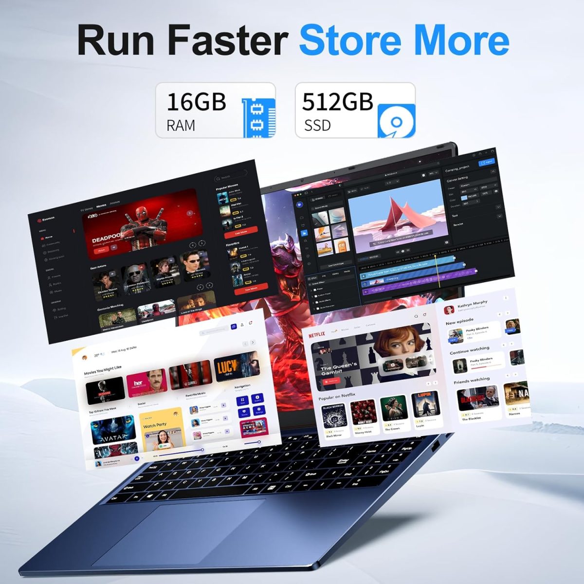 ⁦نياكون 16 انش 16GB RAM 512GB SSD | معالج N150 | FHD 1920 × 1200 | زاوية مفتوحة 180 | كيبورد باضاءة خلفية | ويندوز 11 برو | فتح بصمة الاصبع | رسومات UHD 750MHz⁩ - الصورة ⁦8⁩