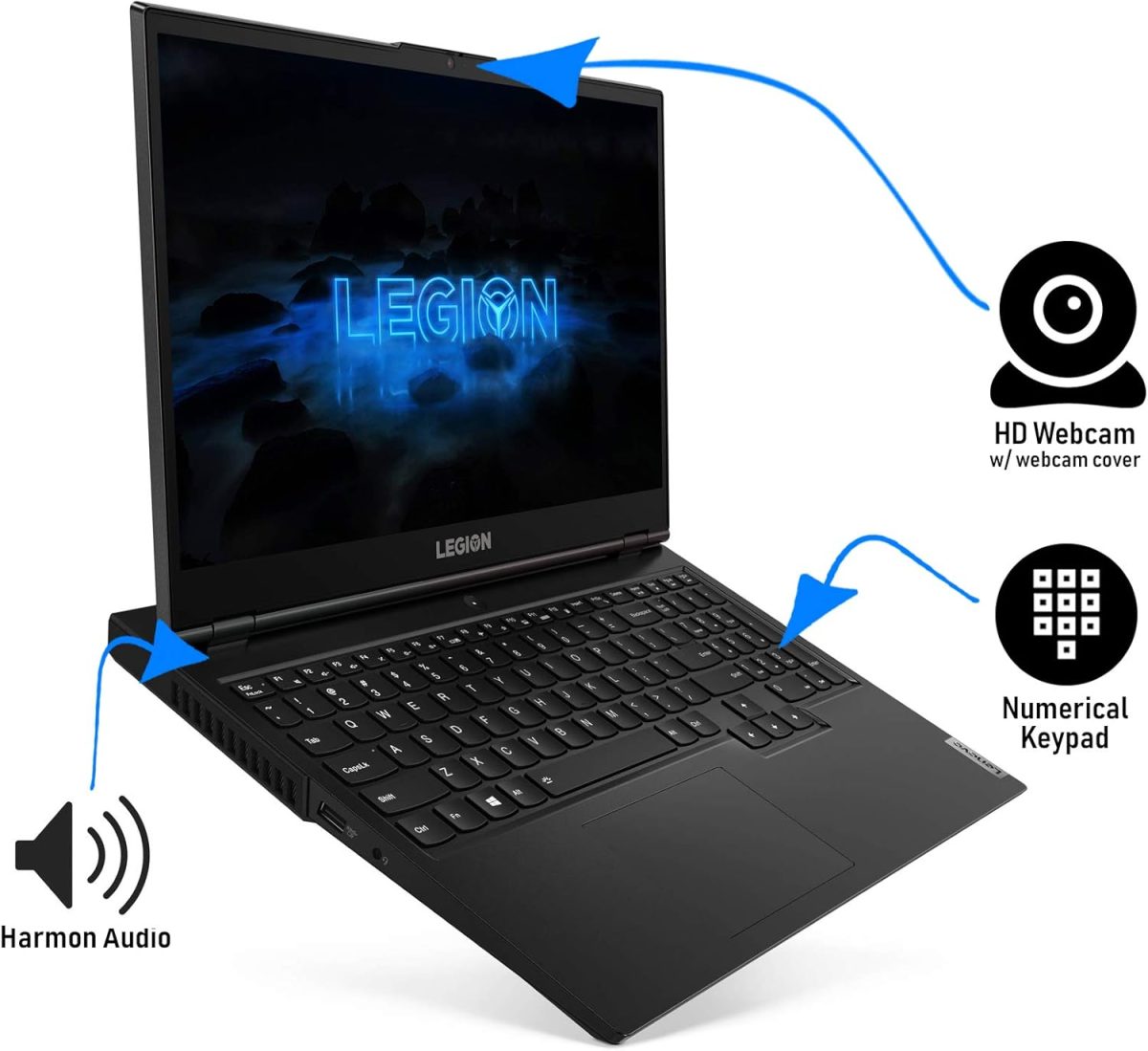 ⁦لينوفو لابتوب العاب ليجن 5 بشاشة 15.6 انش FHD IPS 250nits 120Hz AMD رايزن 7 4800H 32GB DDR4 1TB PCIe SSD واي فاي 6 كيبورد باضاءة خلفية بيضاء USB-C HDMI جيفورس GTX 1650 ويندوز 10 حزمة TWE⁩ - الصورة ⁦3⁩