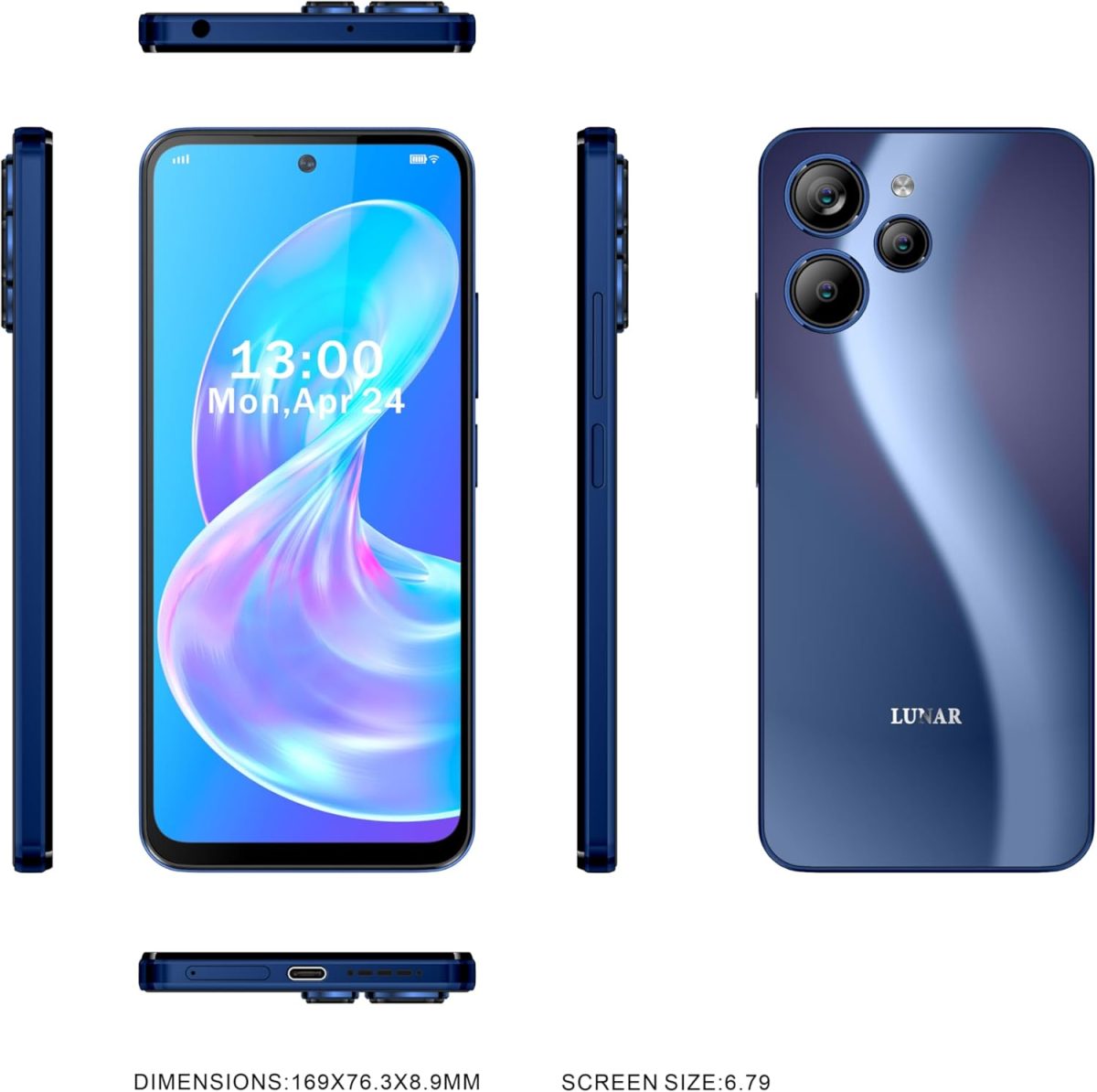 ⁦لونار هاتف ذكي L1 5G مفتوح بنظام اندرويد من اكليبس، شاشة 6.79 انش، بطارية 5000mAh، شحن سريع، كاميرا خلفية 50MP+5MP+2MP مع تقنية الذكاء الاصطناعي، كاميرا امامية 16MP، اندرويد 14، ازرق اورا⁩ - الصورة ⁦7⁩