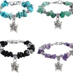 4 قطع من اساور الصداقة المطرزة من الاحجار الكريمة من نالاكال، سوار بدلاية فراشة، سوار من الاحجار الكريمة مع تعليقة على شكل فراشة، سوار خرز طبيعي للبنات المراهقات، سوار خرز للام والابنة والاخت